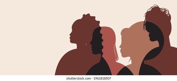 African people isolated as copy space template. Color vector stock illustration. Afro race. Men and women with black skin. African Community. Blank backdrop. silhouette illustration