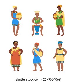 African people in traditional national clothes set vector illustration