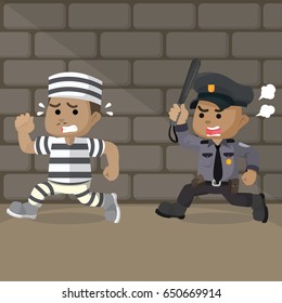 african police running to catch a convict