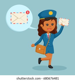 african postwoman with mail notification callout