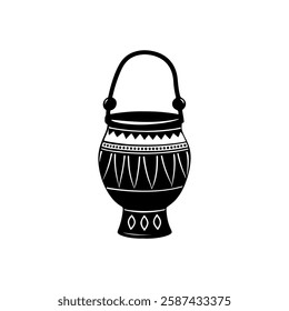 African pot icon silhouette vector illustration on white background