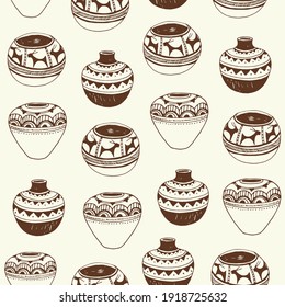 African pot seamless vector pattern
