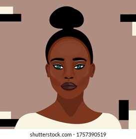 African pretty girl. Vector Illustration of Black Woman.