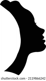  African pretty woman with afro hair style portrait. Black and white illustration