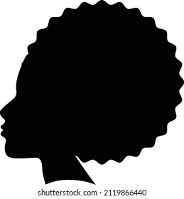  African pretty woman with afro hair style portrait. Black and white illustration