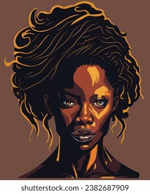 African pretty woman with fashionable hairstyle. Vector illustration for design