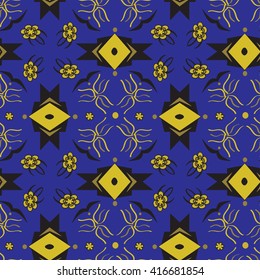 African print big gold and blue textile print