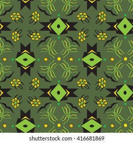 African print big plain green and yellow textile print