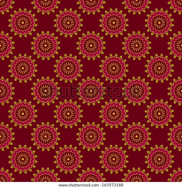 African Print Burgundy Gold Stock Vector (Royalty Free) 565973188