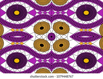 African Print fabric, Ethnic handmade ornament for your design, Ethnic and tribal motifs geometric elements. Vector texture, afro textile Ankara fashion style