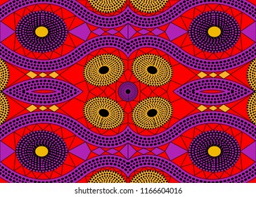 African Print fabric, Ethnic handmade ornament for your design, Ethnic and tribal motifs geometric elements. Vector texture, afro textile Ankara fashion style. Pareo wrap dress, batik color style 