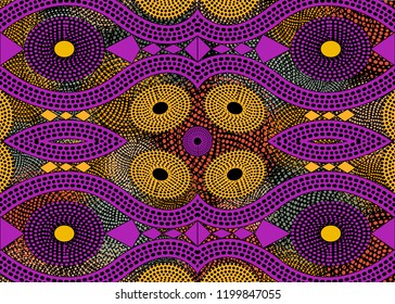 African Print fabric, Ethnic handmade ornament for your design, Ethnic and tribal motifs geometric elements. Vector texture, afro textile Ankara fashion style. Pareo wrap dress, colorful batik carpet 