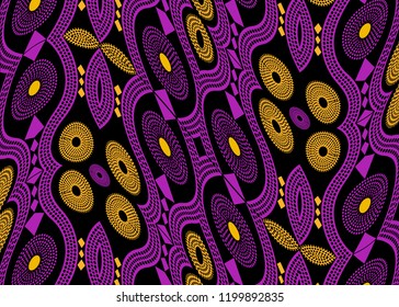African Print fabric, Ethnic handmade ornament for your design, Ethnic and tribal motifs geometric elements. Vector texture, afro textile Ankara fashion style. Pareo wrap dress, colorful batik carpet 