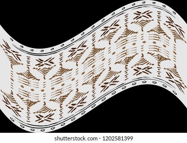 African Print fabric, Ethnic handmade ornament for your design, tribal pattern motifs geometric elements. Vector texture, afro textile Ankara fashion style. Pareo wrap dress, carpet batik from Mali