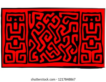 African Print fabric, Ethnic handmade ornament for your design, tribal pattern motifs geometric elements. Vector texture, afro textile Ankara fashion style. Pareo wrap dress, red carpet batik isolated