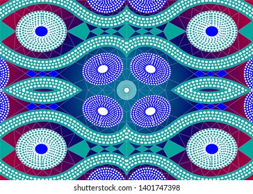 African Print fabric, Ethnic handmade ornament for your design, Ethnic and tribal motifs geometric elements. Vector texture, afro textile Ankara fashion style. Pareo wrap dress, colorful batik carpet