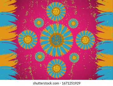 Tela impresa africana, adorno de origen étnico hecho a mano para su diseño, antiguos motivos tribales elementos florales. Vector de textura de grano antiguo, estilo de moda Ankara textil. Vestido de envolver pareo, estilo batik