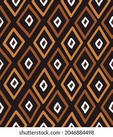 African Print Fabric. Vector Seamless Tribal Pattern. Traditional Ethnic Hand Drawn Ornament for your Design Cloth, Carpet, Rug, Pareo, Wrap 