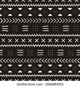 afrikanische Druckstoffe. Vektornahtloses Stammmuster. Traditionelle Ethnische Handgezeichnete Ornamente für Ihr Design, Teppich, Rug, Pareo, Wrap 