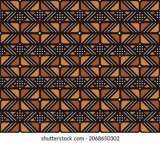 African Print Fabric. Vector Seamless Tribal Pattern. Traditional Ethnic Hand Drawn Ornament for your Design Cloth, Carpet, Rug, Pareo, Wrap 