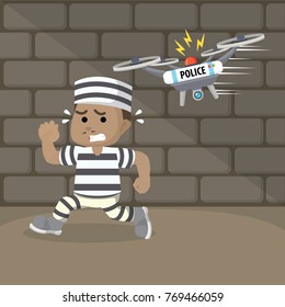 African prisoner running away from patrolling drone