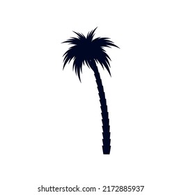 African Rainforest Coconut Trees or Tropical Palm Trees. Simple Black Silhouette for Eco Floral Logotype Emblem in Retro Art, or Travel Logo Design