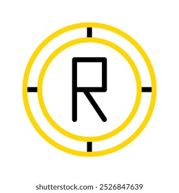 African rand currency icon. financial coin symbol with modern color outline style. editable stroke illustration.