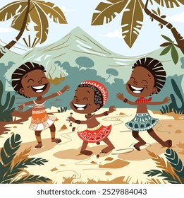 African Religion Kids Playing Vector  t-shirt 👚 print Design