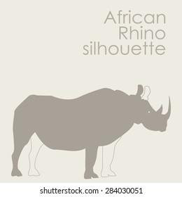 African Rhino silhouette with a contour details