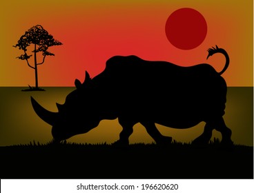 African rhino vector.