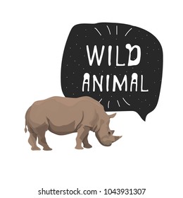 African rhino vector illustration with banner