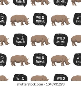 African rhino vector illustration seamless pattern