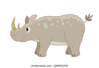 African rhinoceros concept. Graphic element for printing on fabric, poster or banner for website. Tropics and exotic. Fauna and Savannah and wildlife, big gray animal. Cartoon flat vector illustration
