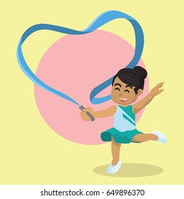 african ribbon dancer making heart shaped with her ribbon