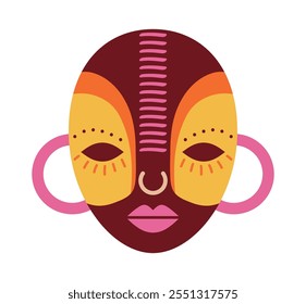 african ritual mask culture icon isolated