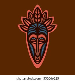 African ritual mask of spirit. Ethiopia. Design element. Vector illustration.