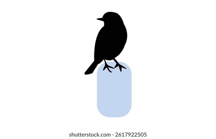 African rock pipit bird Silhouette Design  And Vector Illustration. 