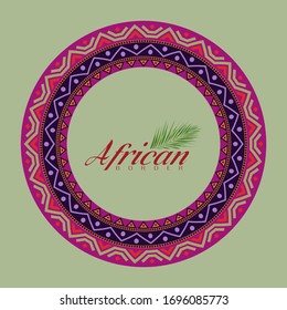 African round mandala or border with adinkra symbols. Antique pattern. Vector illustration.