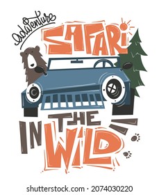 African safari adventure, t-shirt design, vector illustration