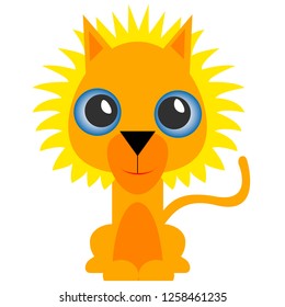 African Safari animal - cute baby lion, vector illustration.