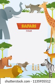 African Safari Animals Frame, Cute Animals, Nature and Wildlife