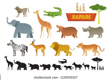 African Safari Animals Set, Cute Animals, Nature and Wildlife