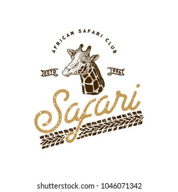 African Safari retro Label.Vector illustaration.
