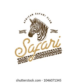 African Safari retro Label.Vector illustaration.