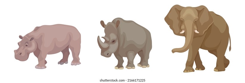 African savanna animals set.Cartoon vector graphics.