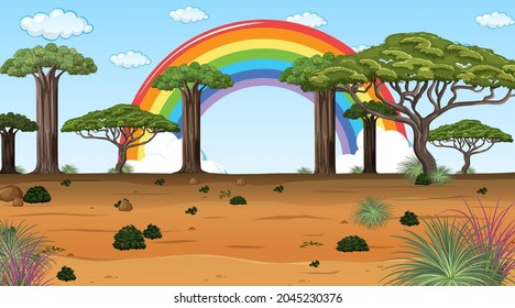 African Savanna forest landscape illustration