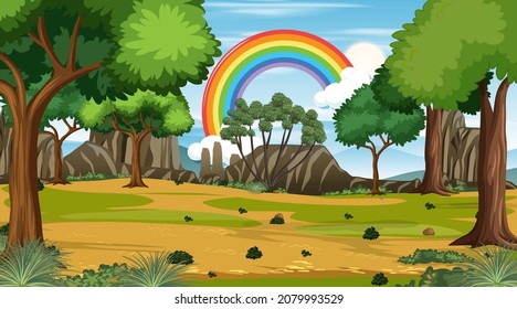 African Savanna forest landscape illustration
