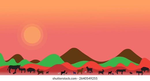 African savanna landscape. Wild animals in National park. Safari travel concept.modern
