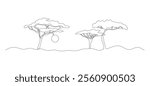 African savannah one continuous line illustration. Hand drawn doodle sketch