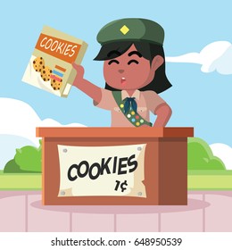 african scout girl selling cookies
